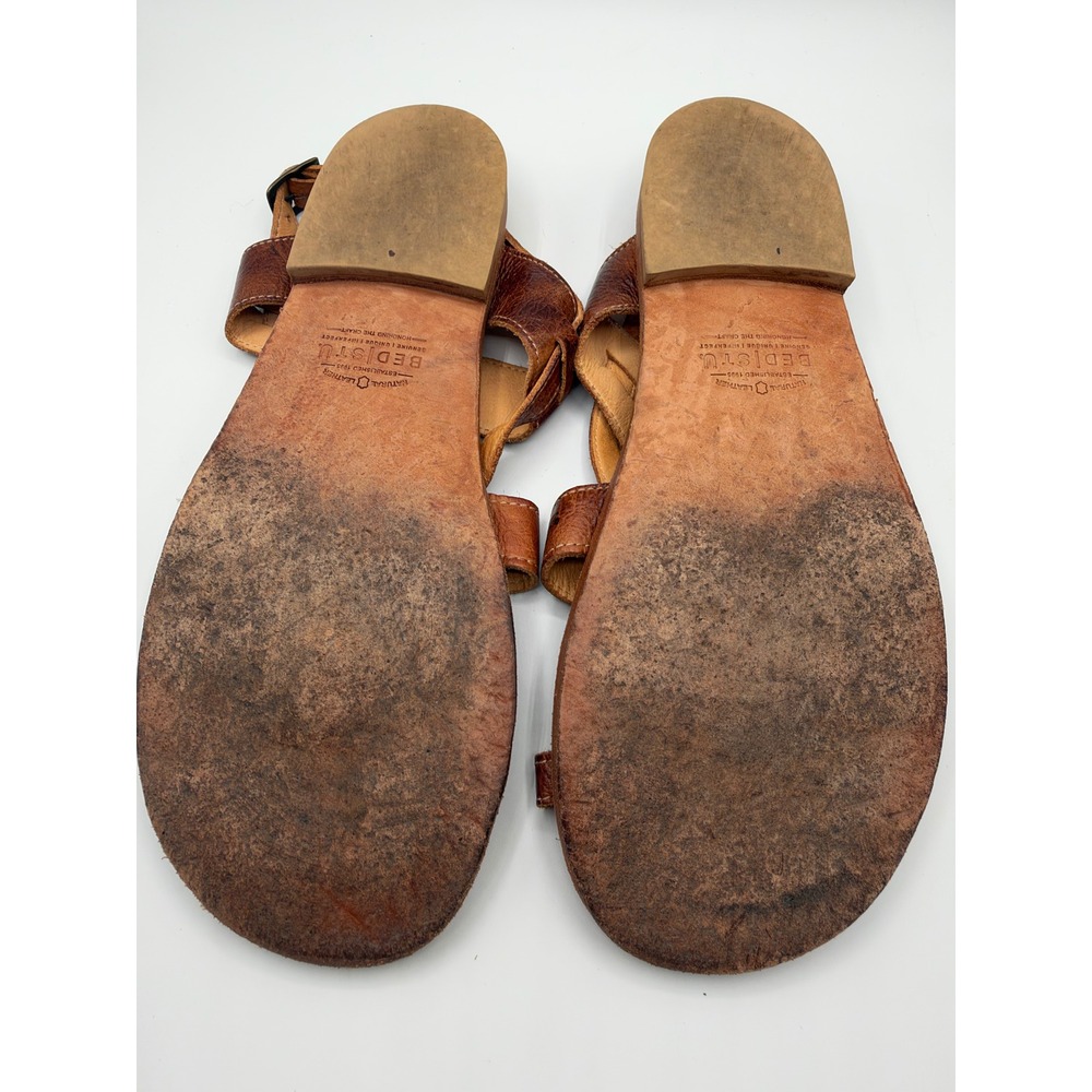 Bed Stu Women 11 Brown Manati II Leather Strappy Toe Loop Sandal Boho Artisan - Picture 6 of 7